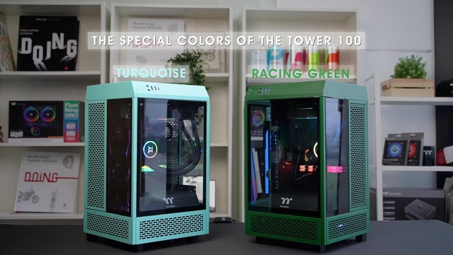 Thermaltake The Tower 100 Mini Tower Racing Green, Tower-Gehäuse grün, Tempered Glass