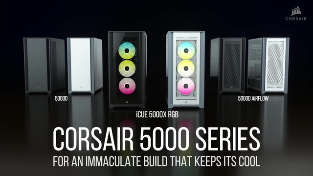 Corsair 5000D AIRFLOW, Boîtier PC Blanc, 2x USB-A 3.2 (5 Gbit/s), USB-C 3.2 (5 Gbit/s), Audio, Window-kit