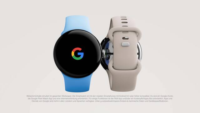 Google Pixel Watch 2, Smartwatch hellblau, Bay Blue, LTE