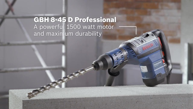 Bosch GBH 8-45 D Professional marteau rotatif SDS Max 305 tr/min 1500 W, Marteau piqueur Bleu, SDS Max, 4,5 cm, 305 tr/min, 12,5 J, 2720 bpm, Noir, Bleu, Argent
