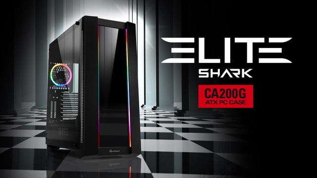 Sharkoon ELITE SHARK CA200G, Big-Tower-Gehäuse schwarz, Tempered Glass