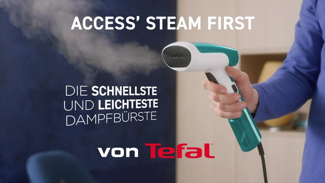 Tefal Access Steam First Dampfbürste DT6131, Dampfbügeleisen weiß/blau
