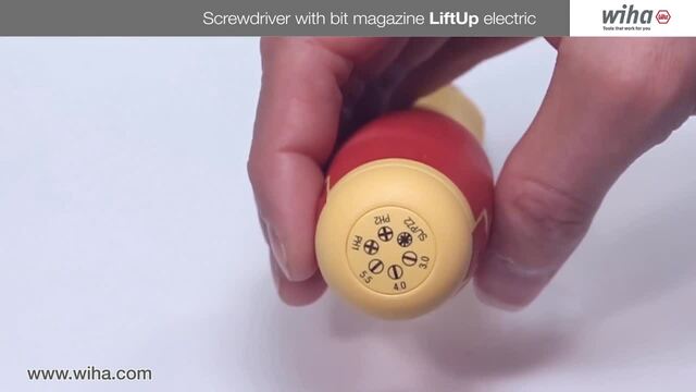 Wiha Schroevendraaier met bitmagazijn LiftUp electric Rood/geel, Incl. 6 slimBits