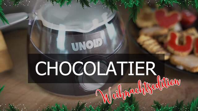 Unold Chocolatier Weihnachtsedition 48967, Schokobrunnen braun/silber, 25 Watt, 12 weihnachtliche Förmchen