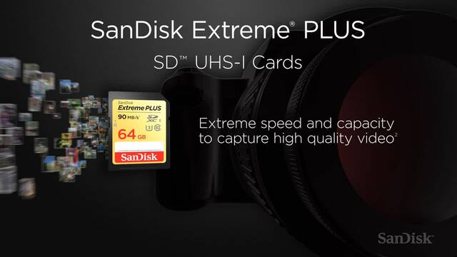 SanDisk Extreme 64 Go SDXC UHS-I Classe 10, Carte mémoire 64 Go, SDXC, Classe 10, UHS-I, 170 Mo/s, 80 Mo/s