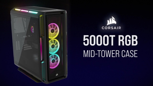 Corsair iCUE 5000T RGB midi tower behuizing Zwart | 4x USB-A | 1x USB-C | RGB | Tempered Glass